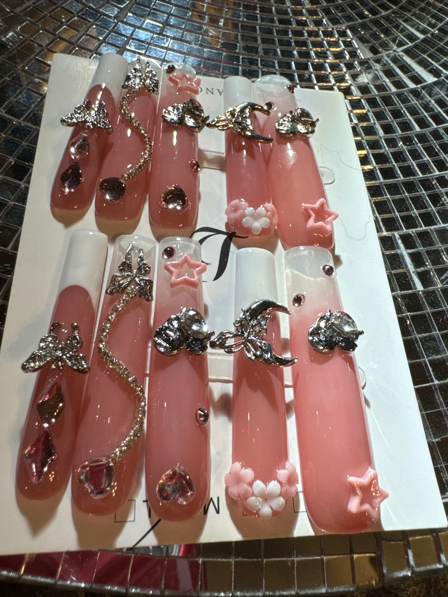 🎀 xxl pink white celestial 💅