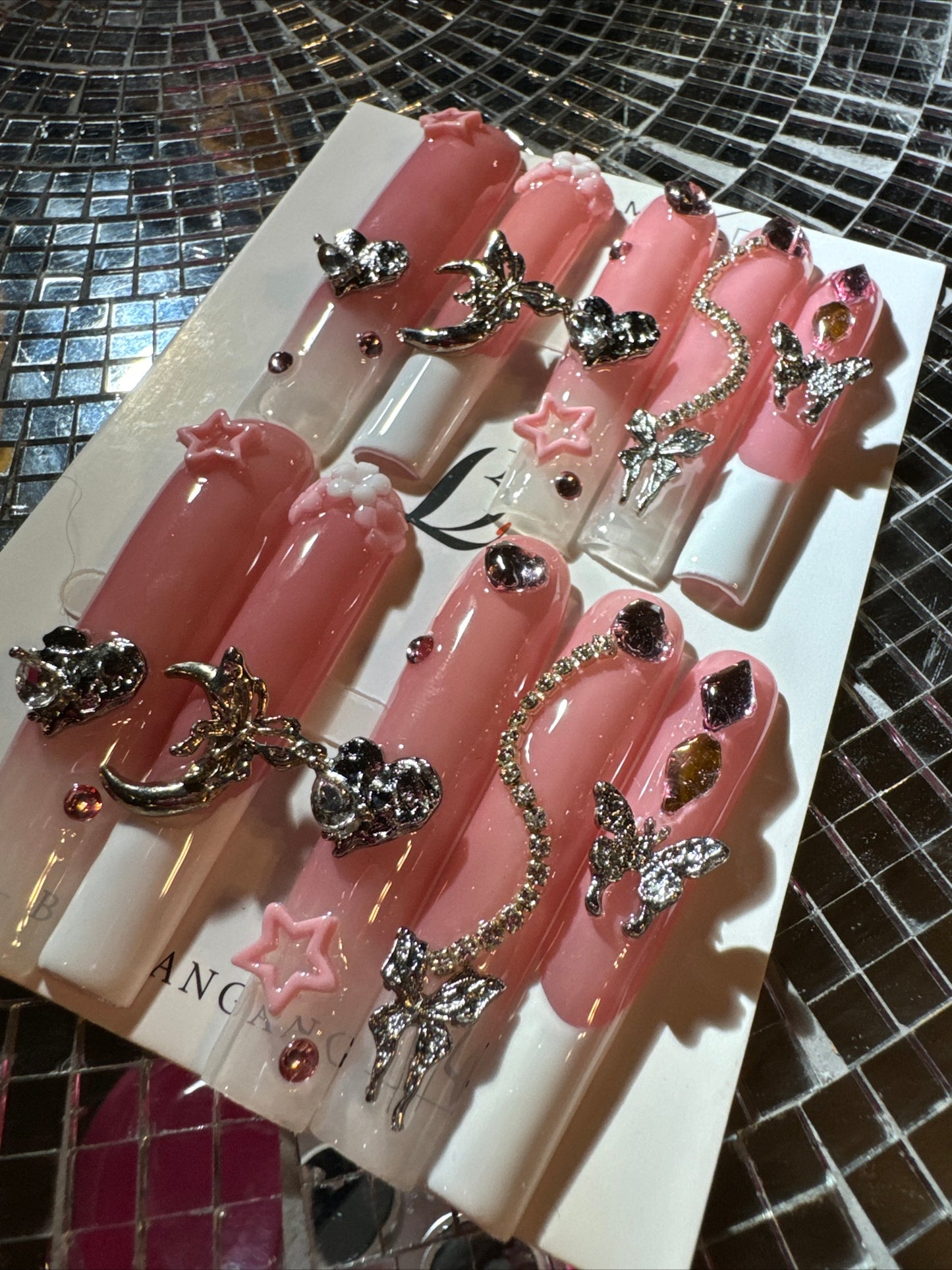 🎀 xxl pink white celestial 💅
