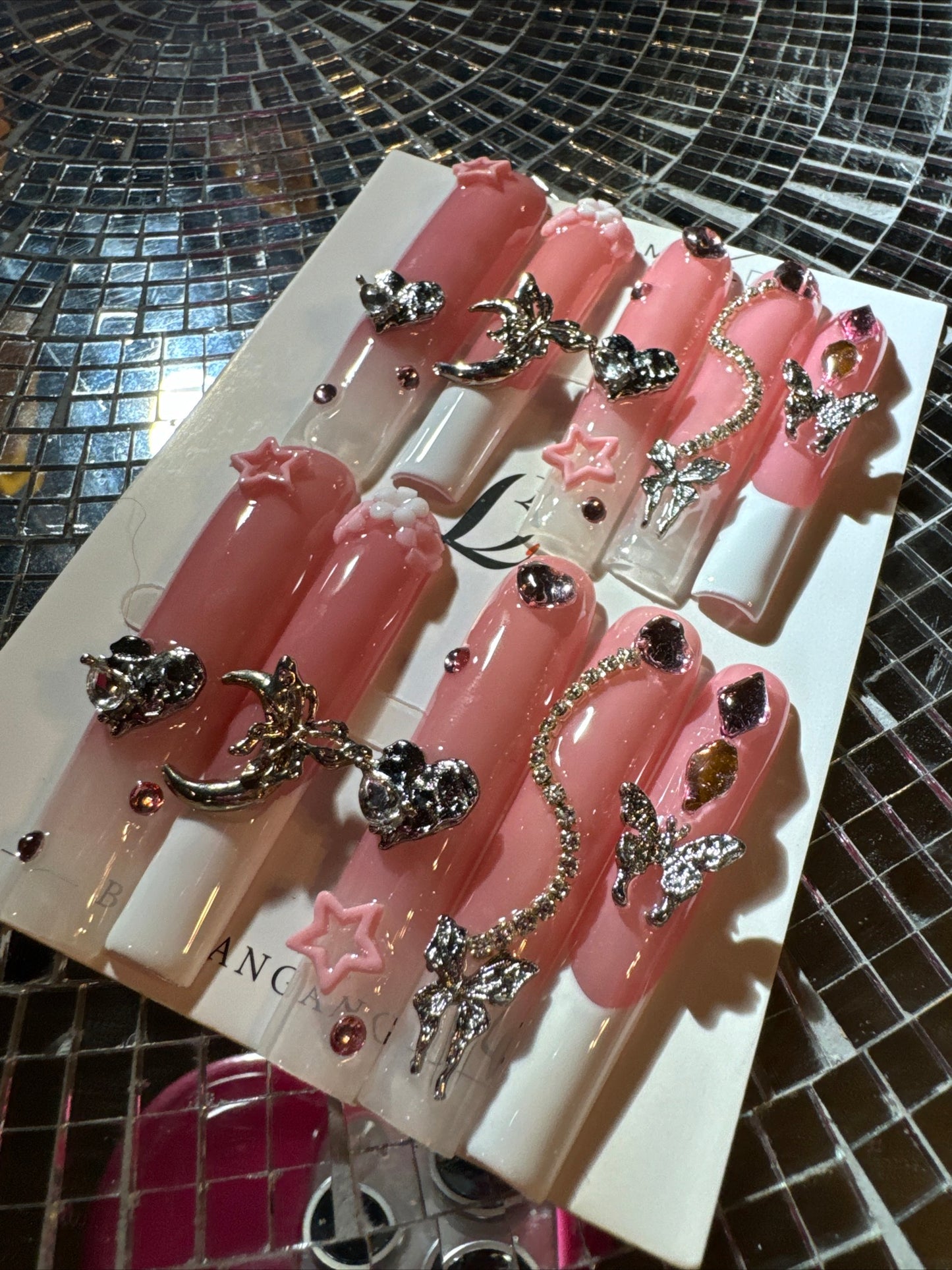 🎀 xxl pink white celestial 💅