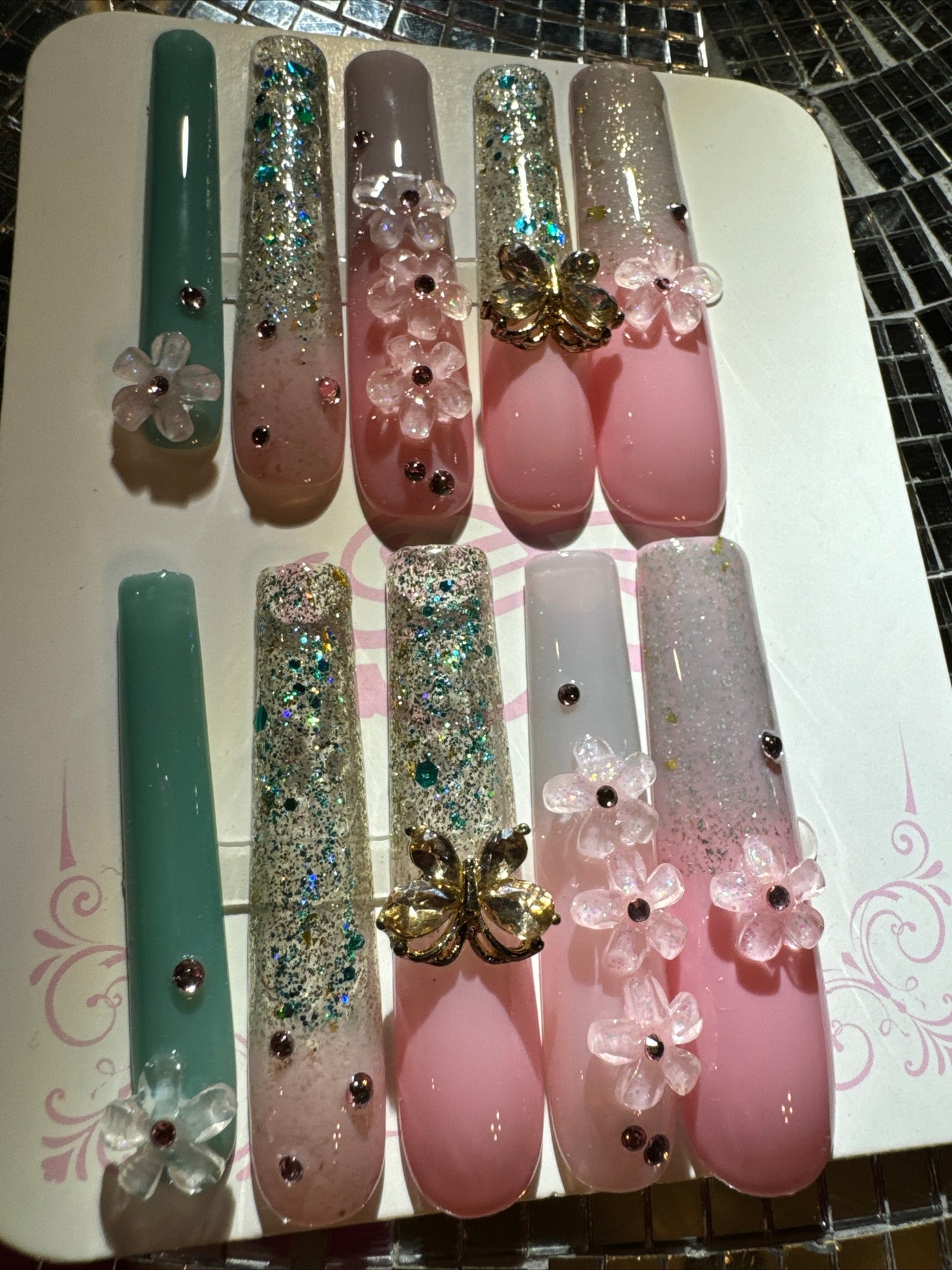 🎀 xxl mint green pink 💅