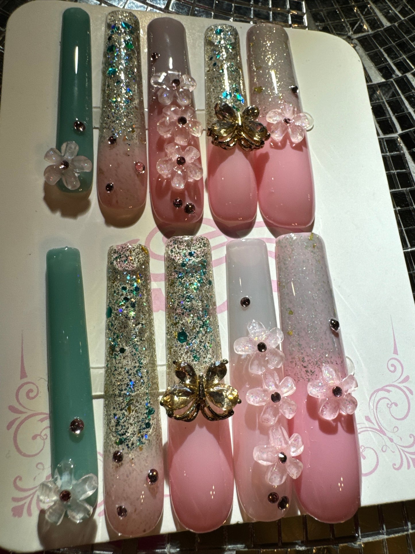 🎀 xxl mint green pink 💅