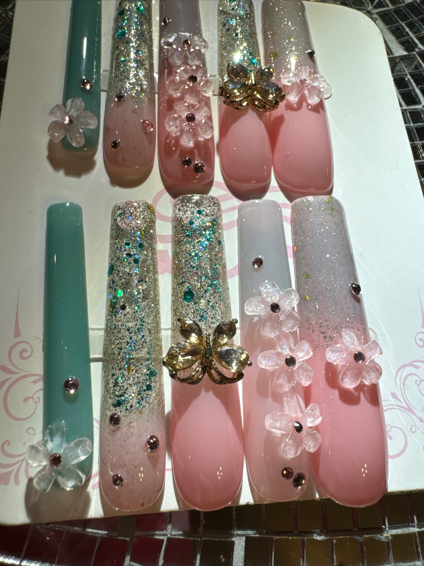🎀 xxl mint green pink 💅