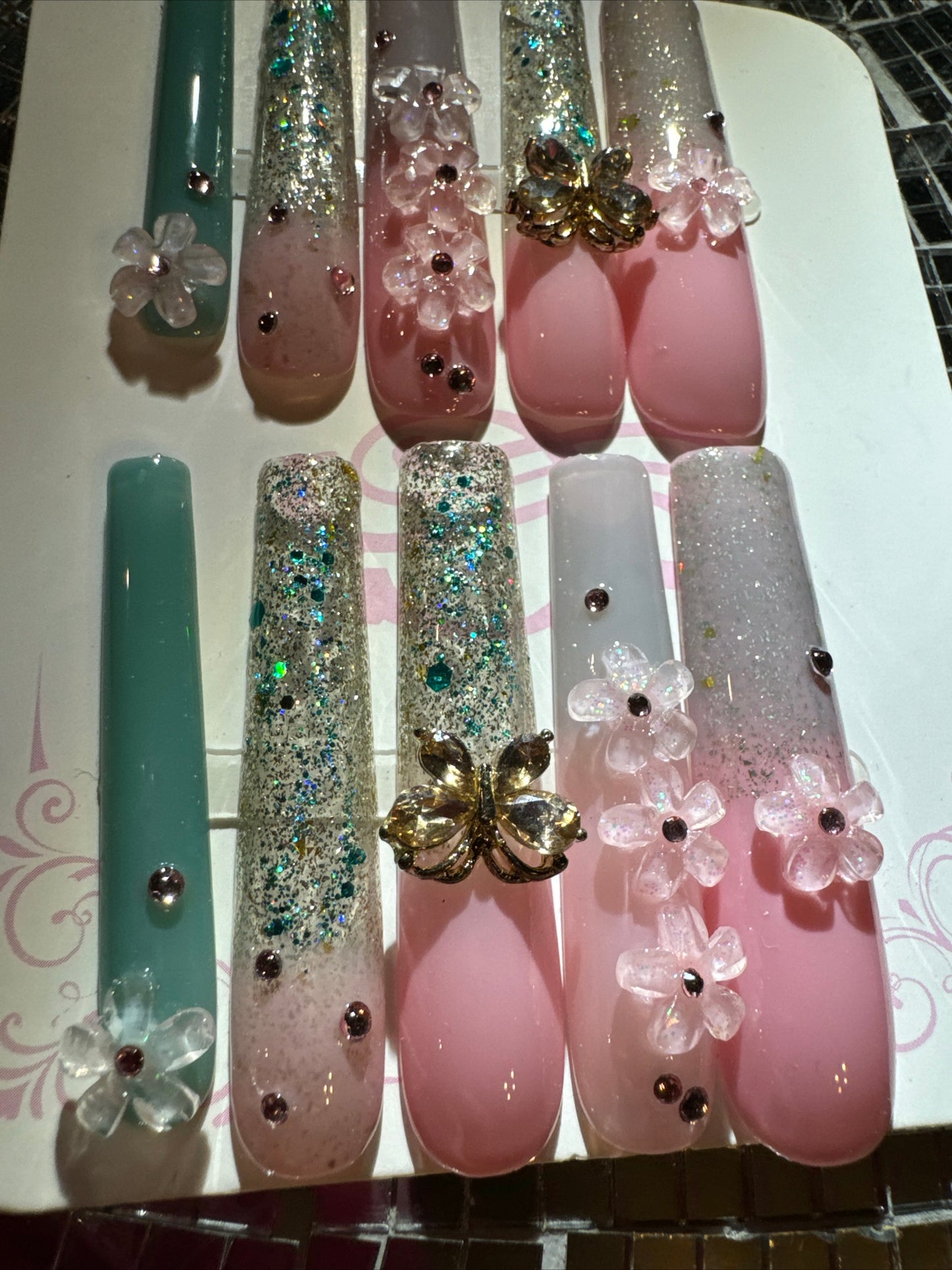 🎀 xxl mint green pink 💅