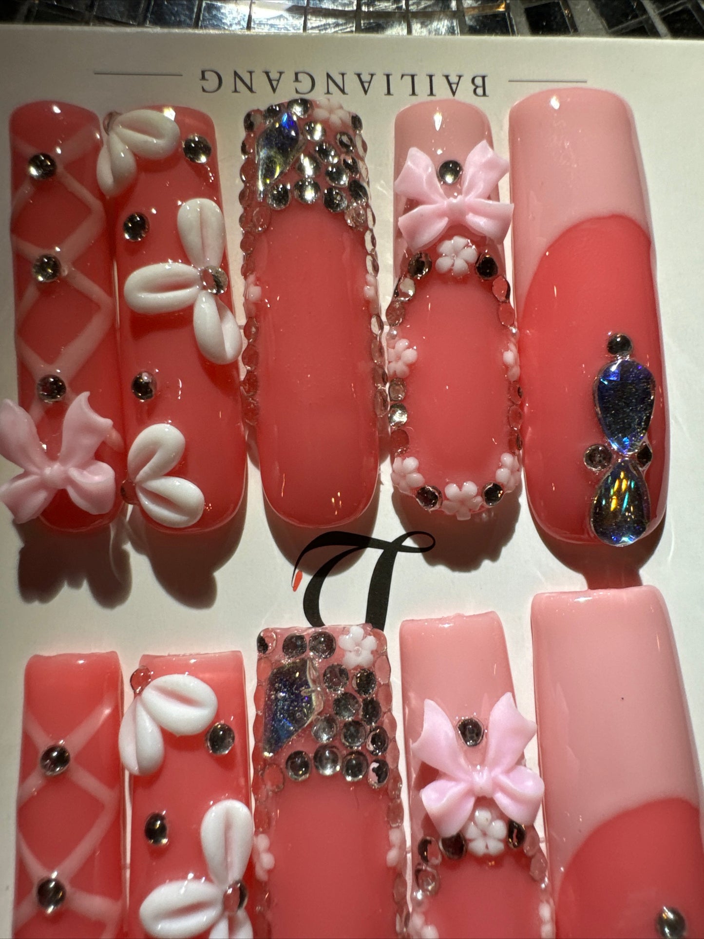 🎀pink french square  💅