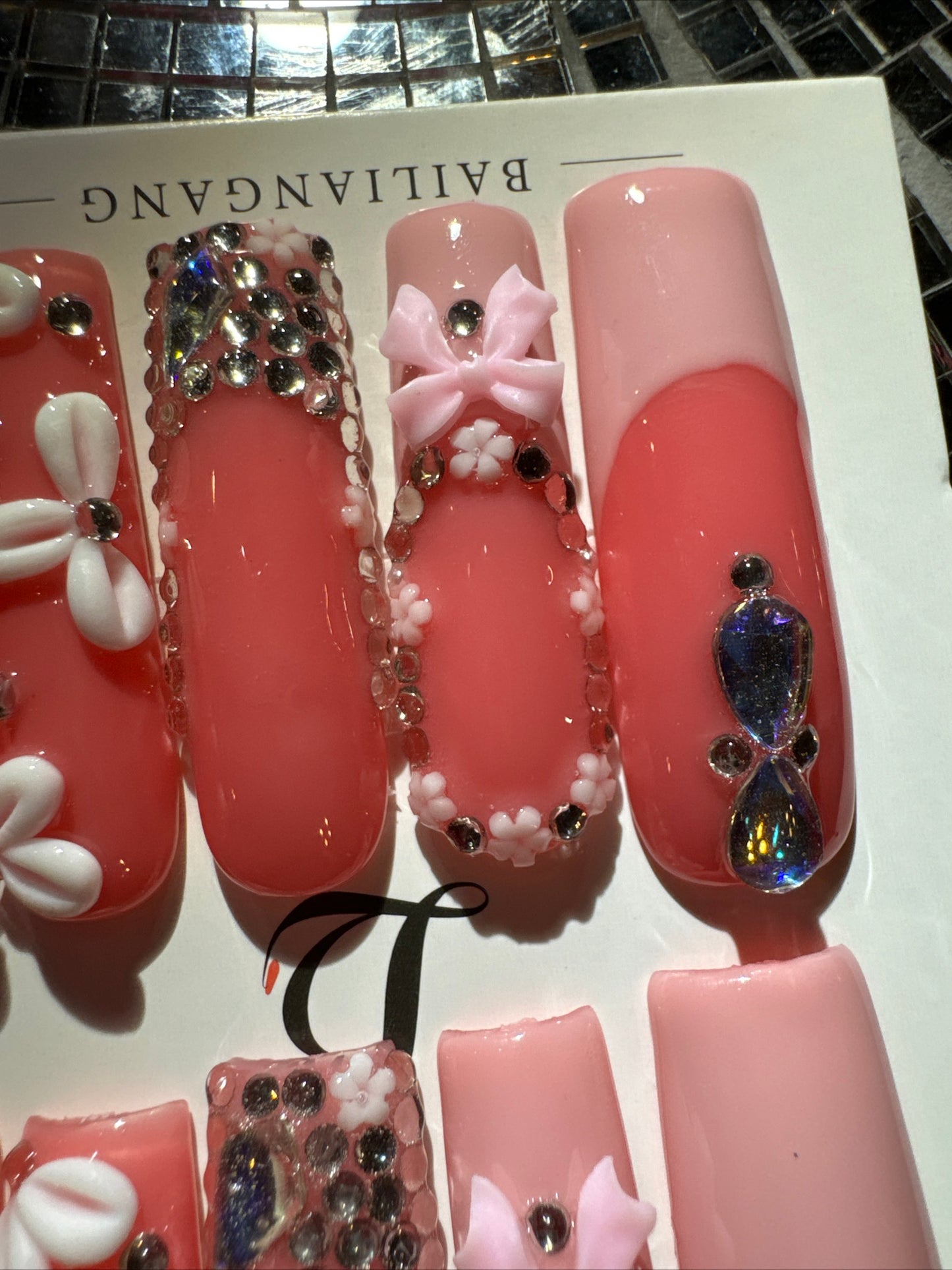 🎀pink french square  💅