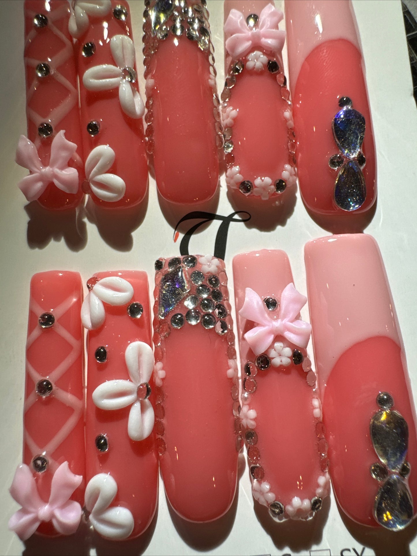 🎀pink french square  💅