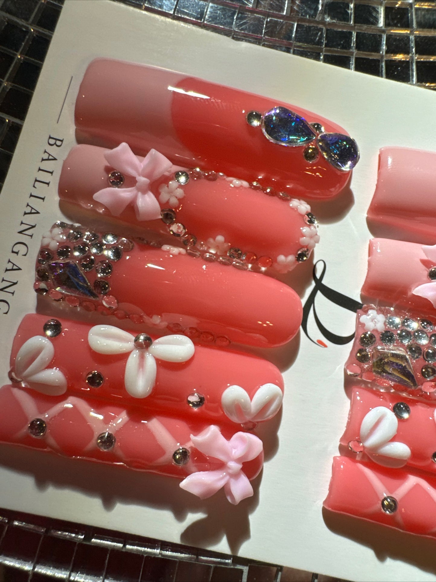 🎀pink french square  💅