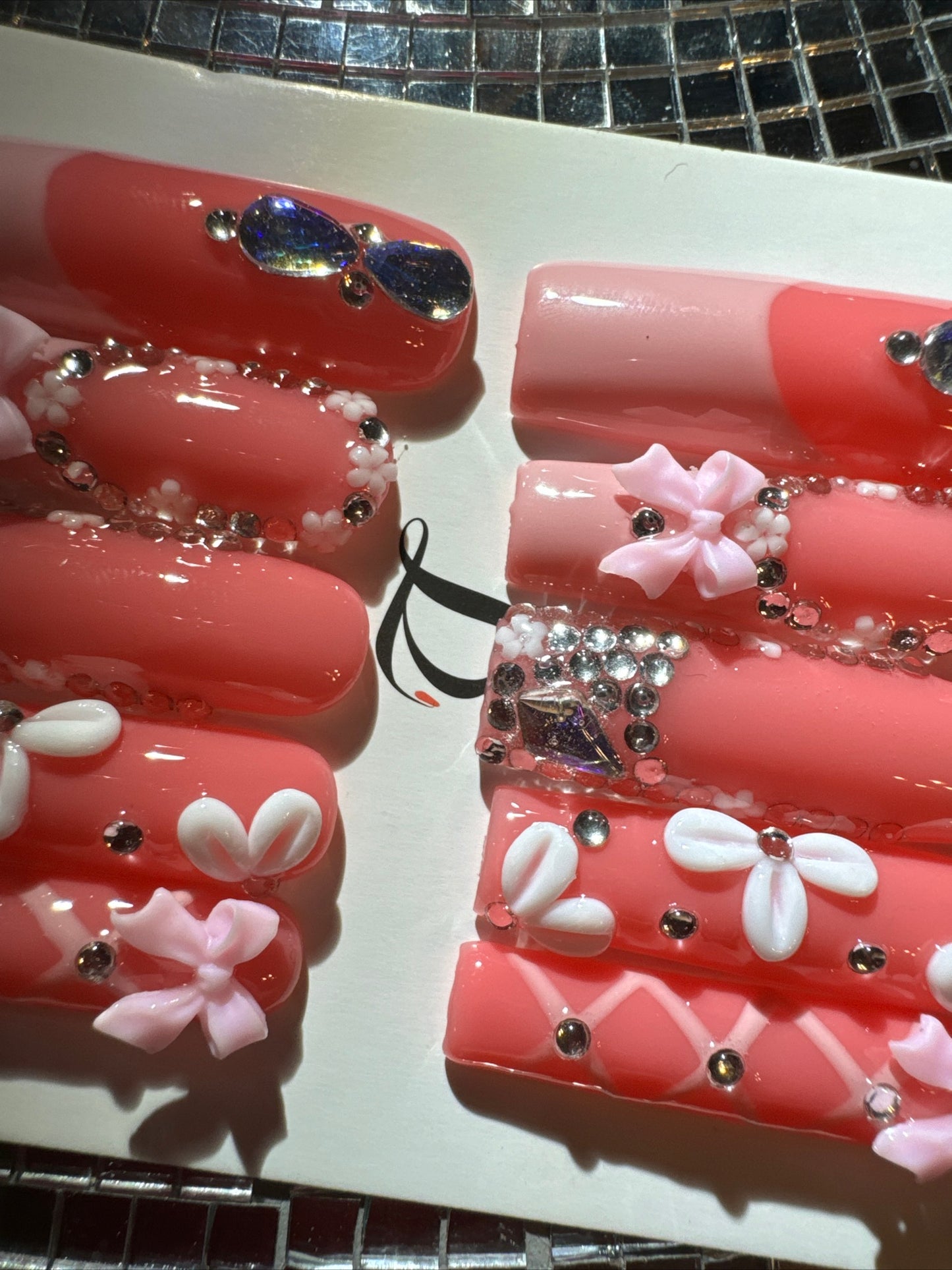 🎀pink french square  💅