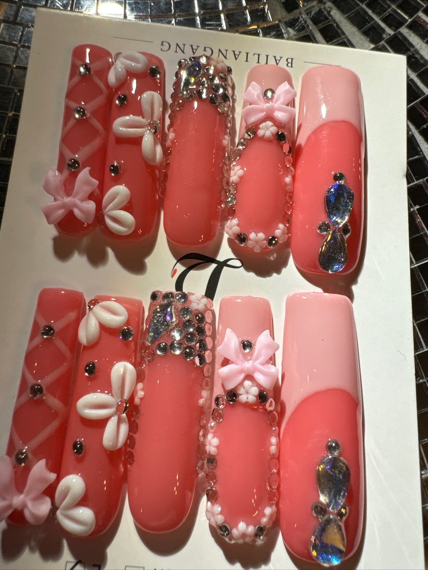 🎀pink french square  💅