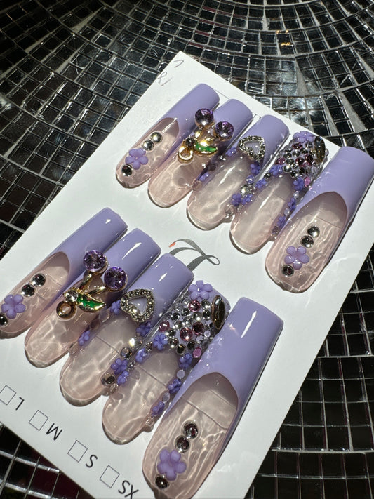 🎀french purple nails