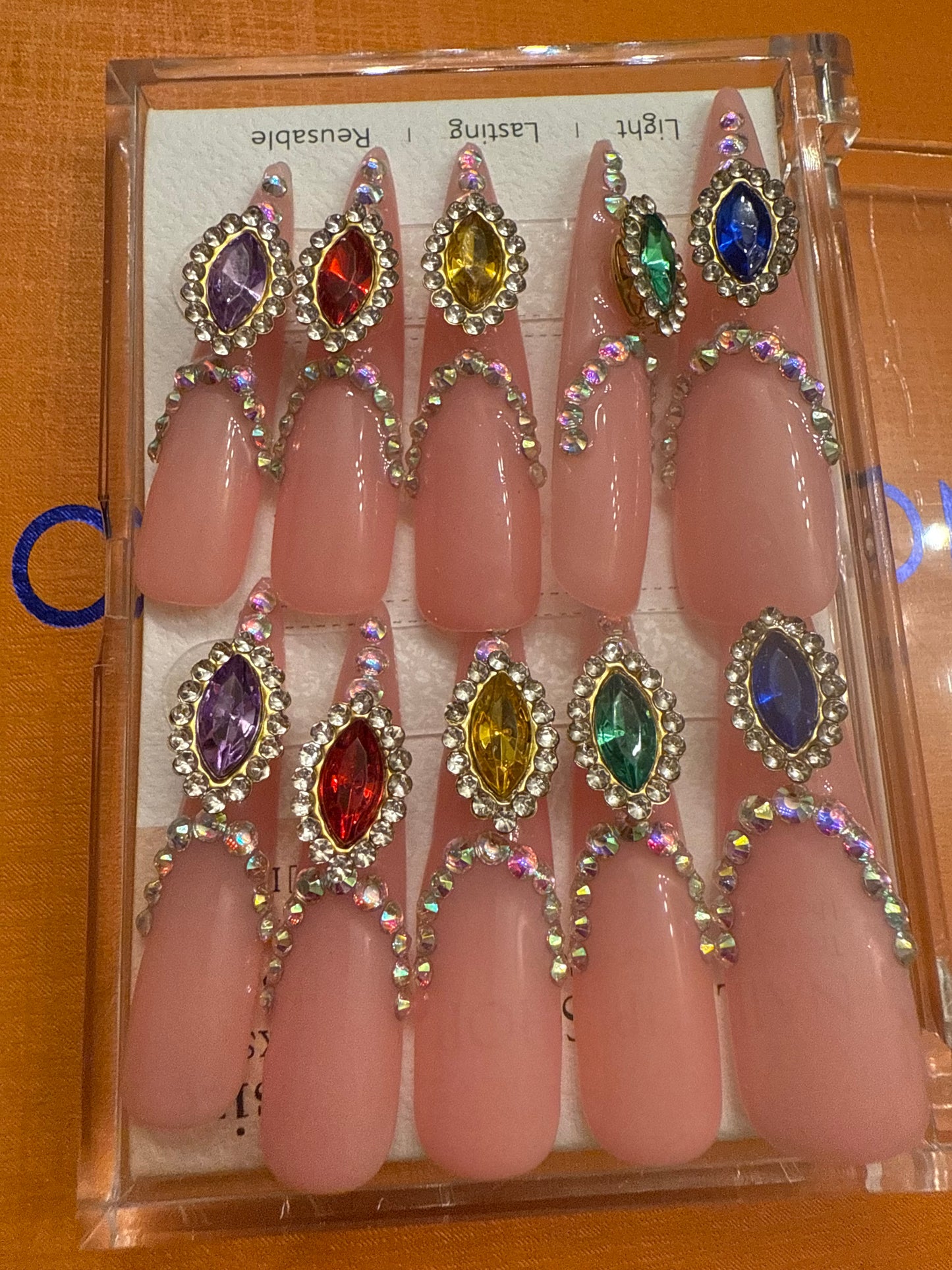 🎀 stiletto colorful rhinestones  💅