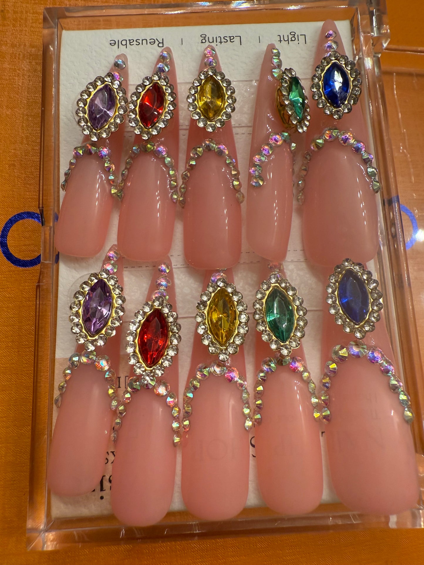 🎀 stiletto colorful rhinestones  💅