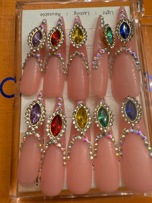 🎀 stiletto colorful rhinestones  💅