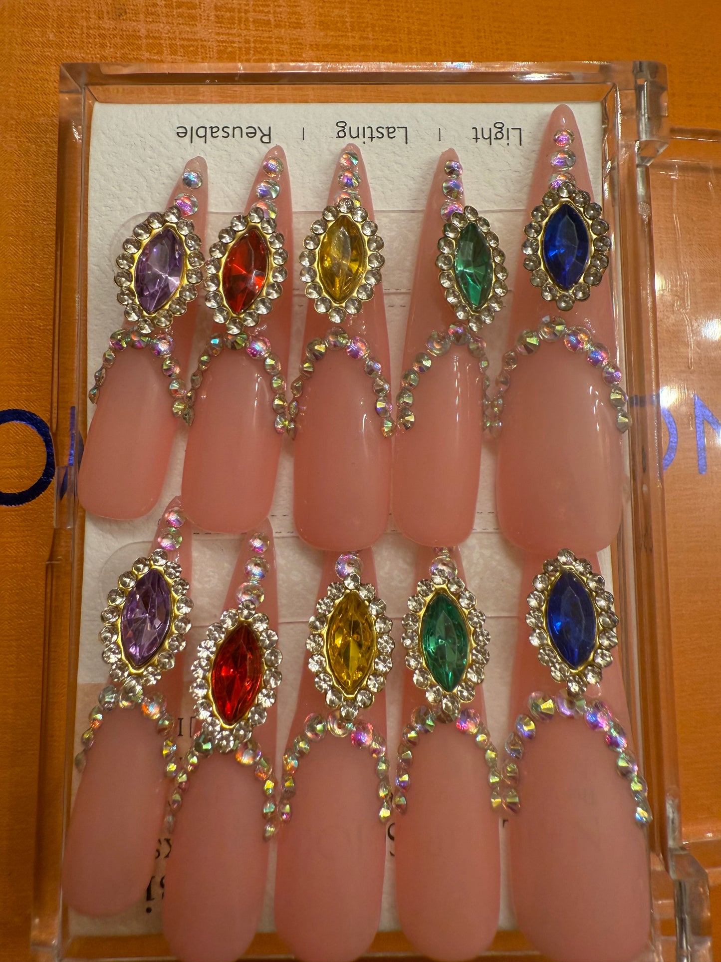 🎀 stiletto colorful rhinestones  💅