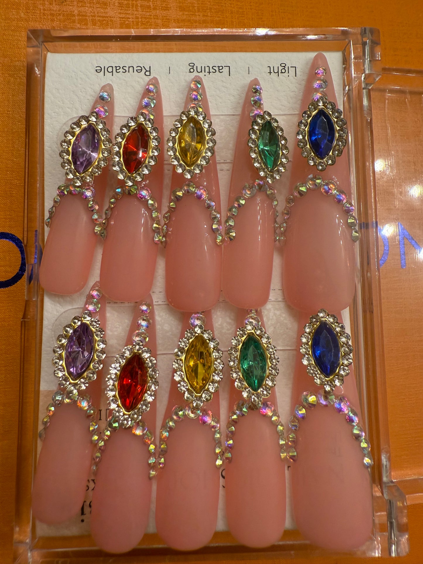 🎀 stiletto colorful rhinestones  💅