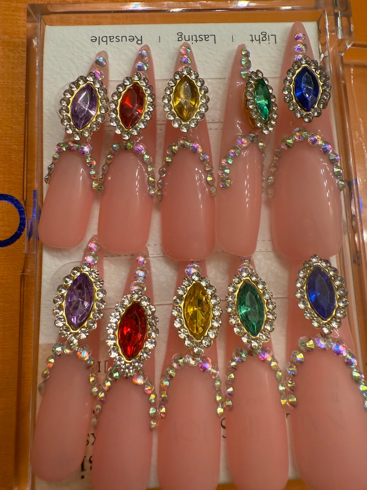 🎀 stiletto colorful rhinestones  💅