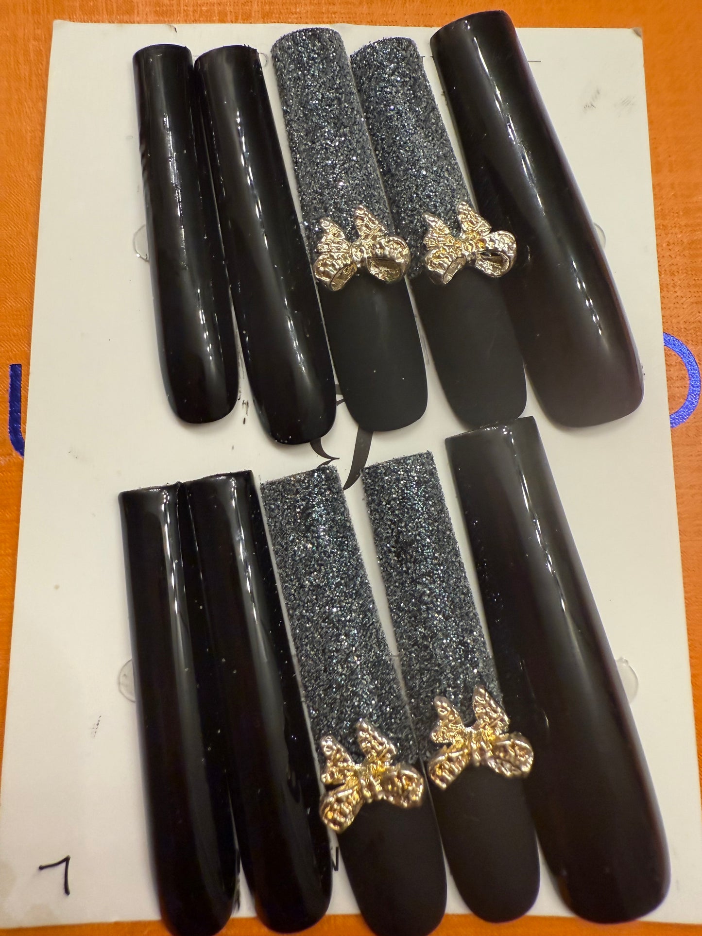 🎀 long square matte black💅