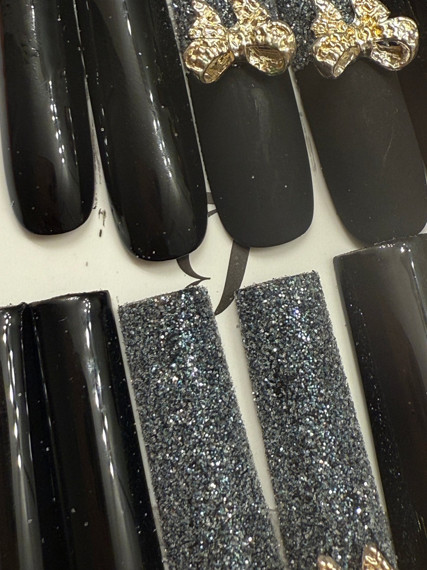 🎀 long square matte black💅